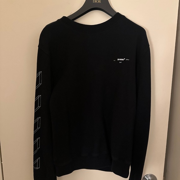 Off-White Black Crewneck Sweater with Sleeve Design